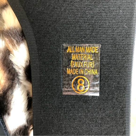 SODA Leopard Faux Fur Criss Cross Slip On Sandals Size 8 - Picture 11 of 11